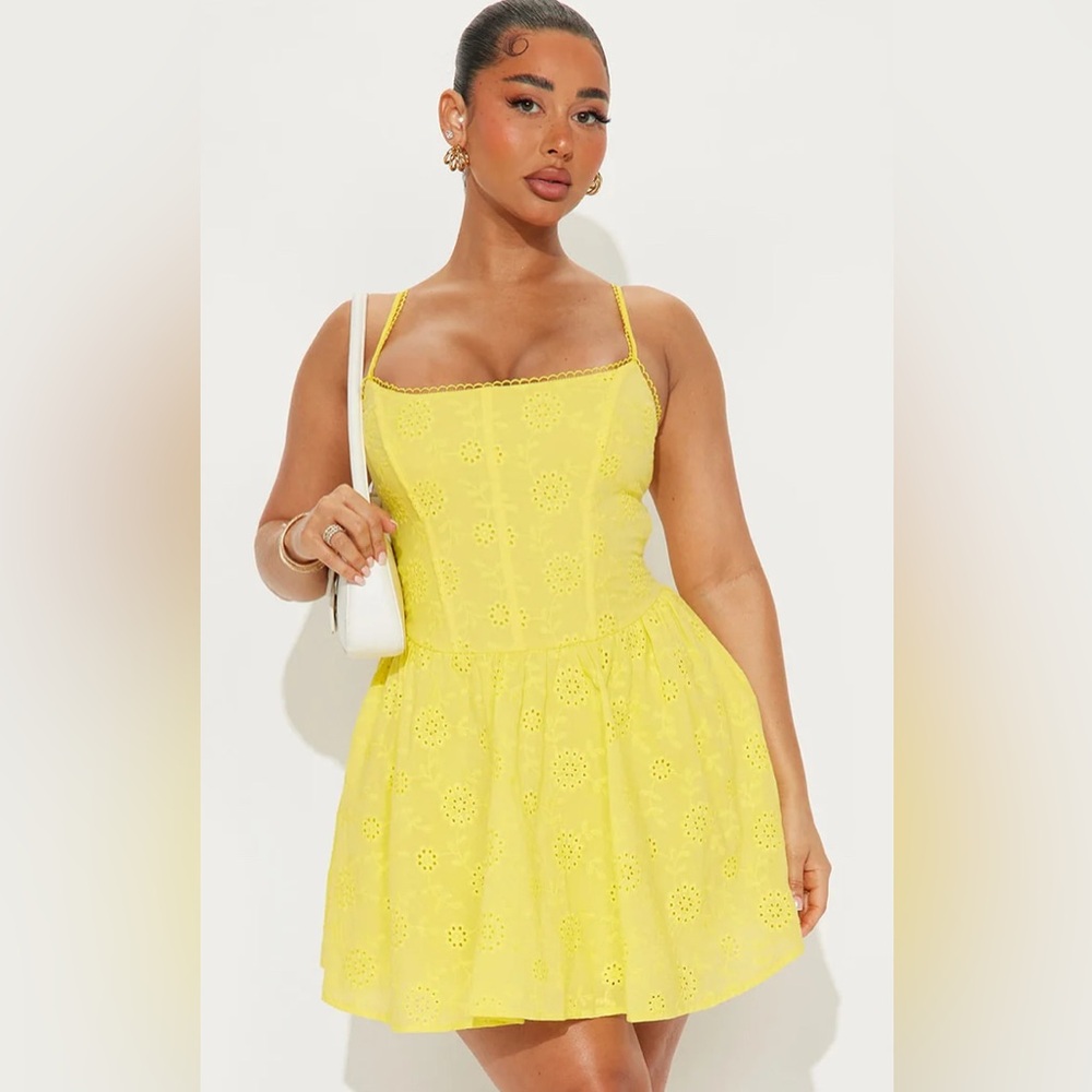 Yellow eyelet sundress